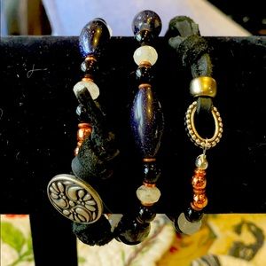 Handmade bracelet black, rainbow moon stone beads